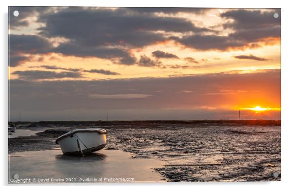 Low Tide Sunrise at Brancaster Staithe Norfolk Acrylic by David Powley