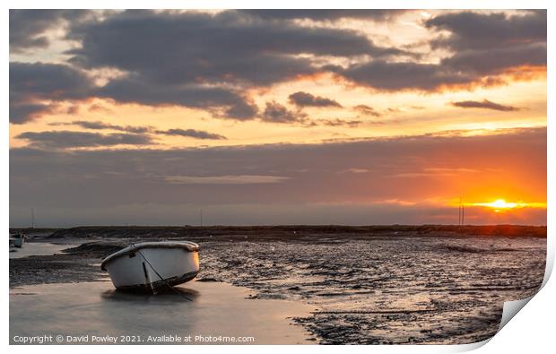 Low Tide Sunrise at Brancaster Staithe Norfolk Print by David Powley
