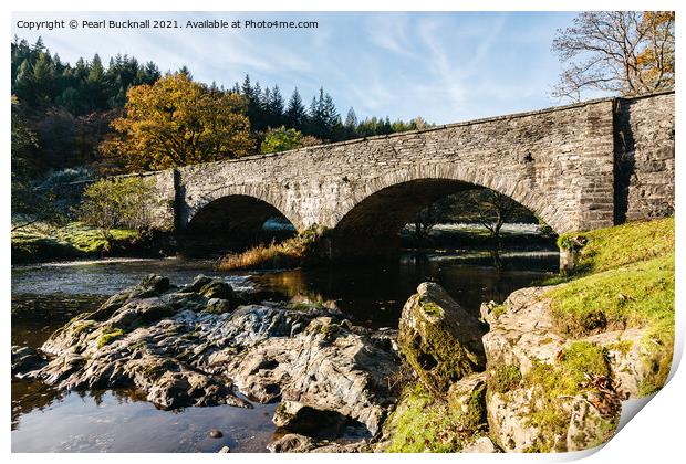 Afon Llugwy River and Ty Hyll Bridge Snowdonia Print by Pearl Bucknall