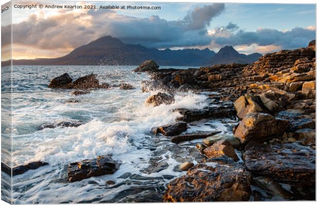 Elgol beach and the Cuillins, Isle of Skye, Scotla Canvas Print by Andrew Kearton
