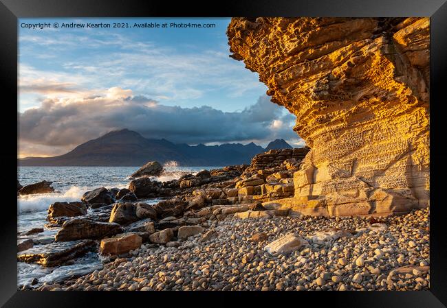 Elgol beach and the Cuillins, Isle of Skye, Scotla Framed Print by Andrew Kearton