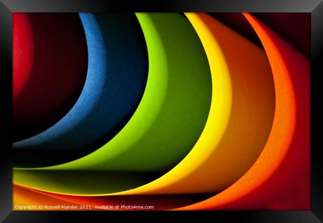 Abstract shapes in colour Framed Print by Russell Mander