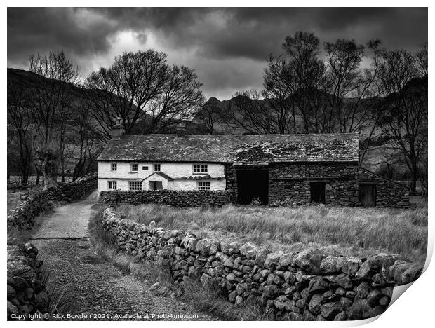 White Cottage Lake District Print by Rick Bowden