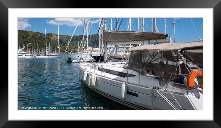 Yachts moored in a marina Framed Mounted Print by Travel and Pixels 