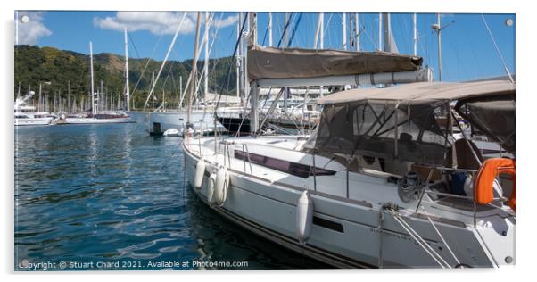 Yachts moored in a marina Acrylic by Travel and Pixels 