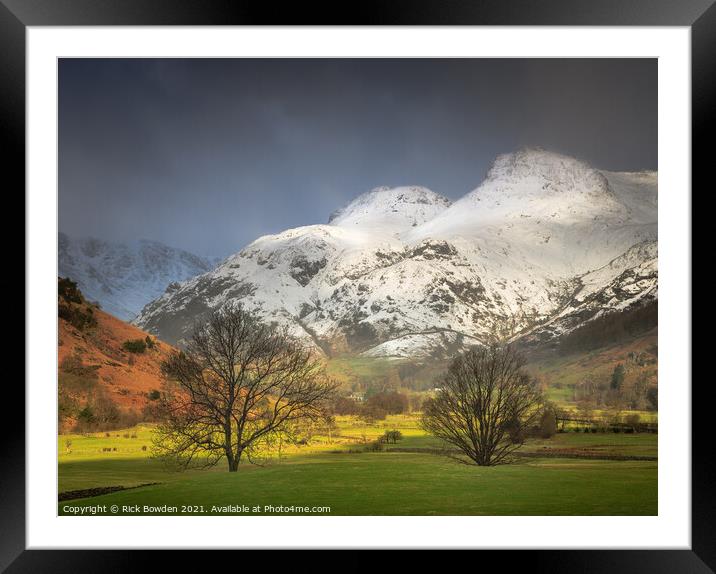 Langdale Pikes Lake District Framed Mounted Print by Rick Bowden
