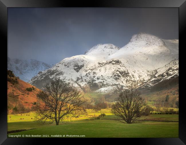 Langdale Pikes Lake District Framed Print by Rick Bowden