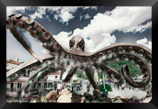 Octopus bronze sculpture Framed Print by Stuart Chard