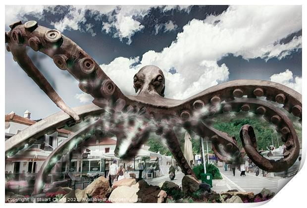Octopus bronze sculpture Print by Travel and Pixels 