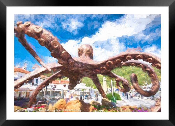 Octopus bronze sculpture painting watercolor Framed Mounted Print by Stuart Chard