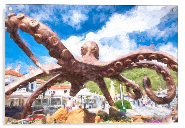 Octopus bronze sculpture painting watercolor Acrylic by Travel and Pixels 