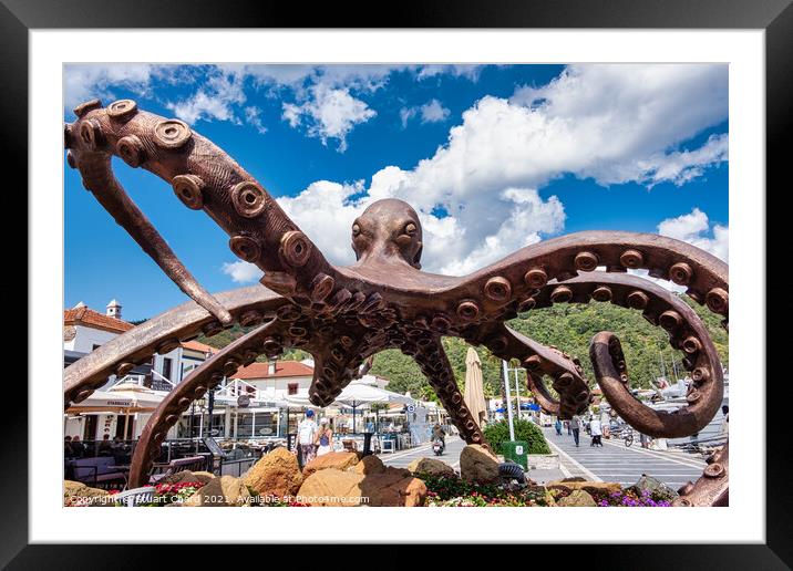 Octopus bronze sculpture painting watercolor Framed Mounted Print by Travel and Pixels 