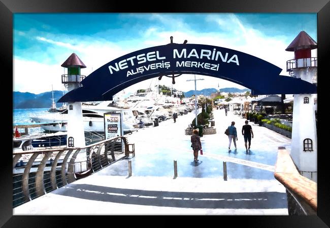 Netsel Marina and promenade in Marmaris Turkey Framed Print by Stuart Chard