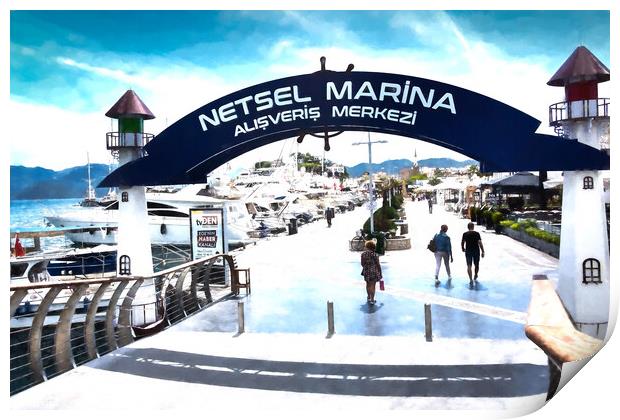 Netsel Marina and promenade in Marmaris Turkey Print by Travel and Pixels 