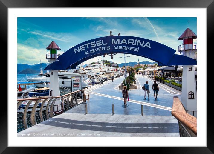 Netsel Marina and promenade in Marmaris Turkey Framed Mounted Print by Stuart Chard