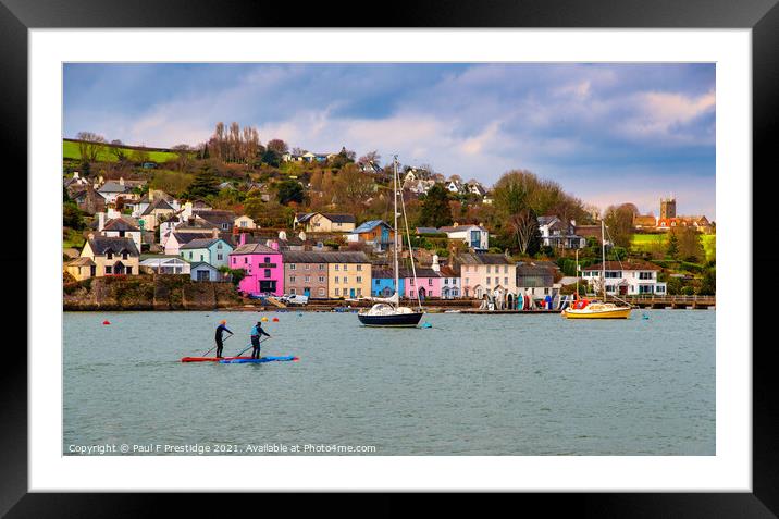 Dittisham, Dartmouth with Paddle Boarders  Framed Mounted Print by Paul F Prestidge