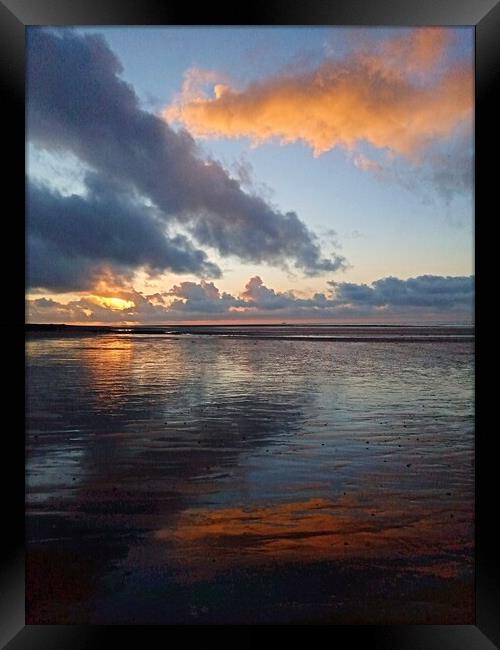 Sunset sand reflections   Framed Print by Mark Ritson