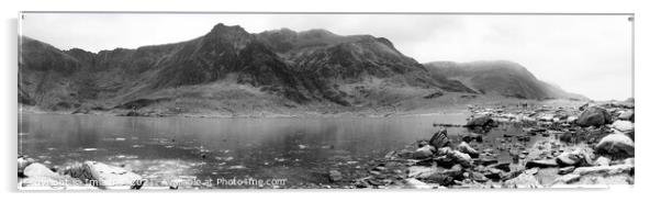 Cwm Idwal Walk Winter, Snowdonia, Wales, Mono Acrylic by Imladris 