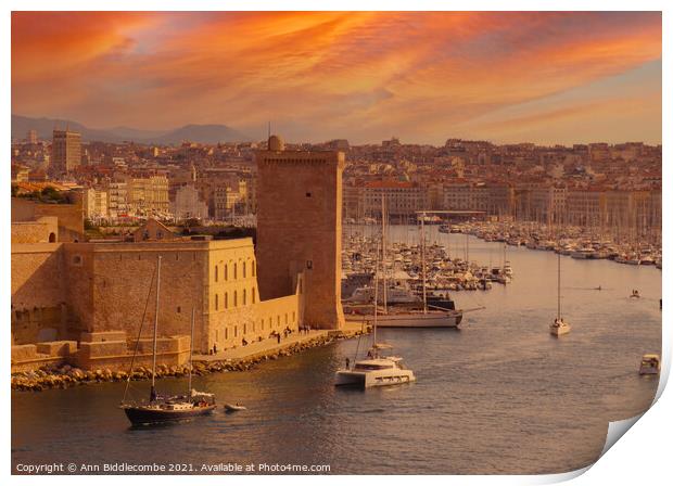 Red sky in Marseille  Print by Ann Biddlecombe