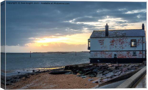 The Boathouse at Lepe, Hampshire Canvas Print by Sue Knight