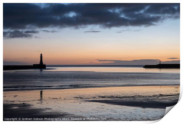Roker Pier and Lighthouse at Sunrise  Print by Graham Dobson