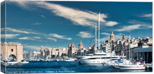Malta, Vittoriosa Yacht Marina Canvas Print by Stuart Chard