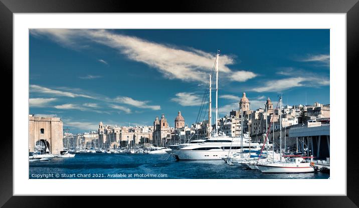 Malta, Vittoriosa Yacht Marina Framed Mounted Print by Travel and Pixels 