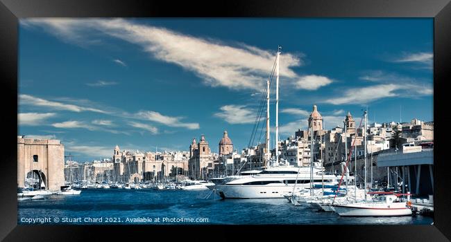 Malta, Vittoriosa Yacht Marina Framed Print by Stuart Chard