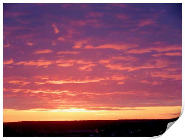 Thursday evening sunset Print by Stephanie Moore