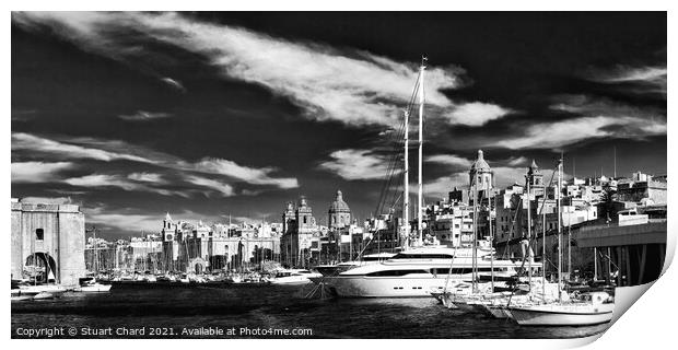 Malta, Birgu Yacht Marina; Black and white Print by Travel and Pixels 
