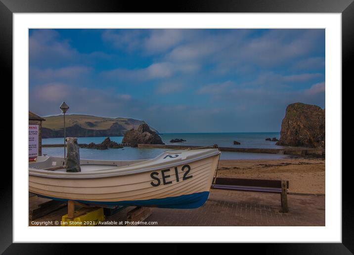 Harbour beach, Hope Cove  Framed Mounted Print by Ian Stone