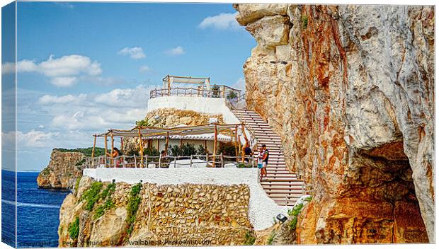 Menorca Caves With A View  Canvas Print by Peter F Hunt