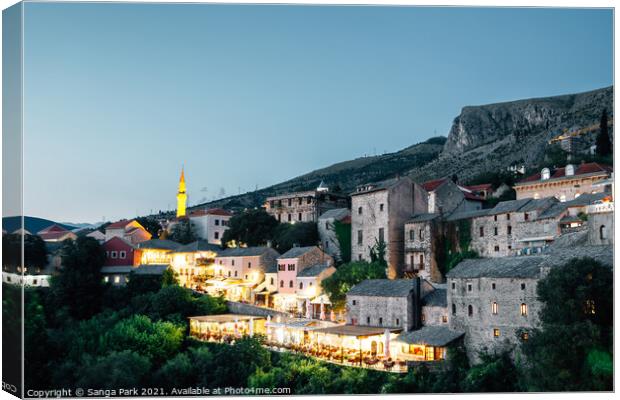 Night of Mostar old town Canvas Print by Sanga Park