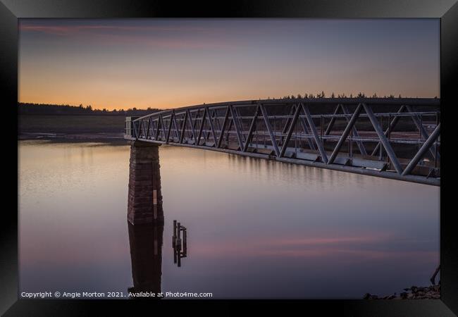 Middle Redmires Reservoir Sunset Framed Print by Angie Morton