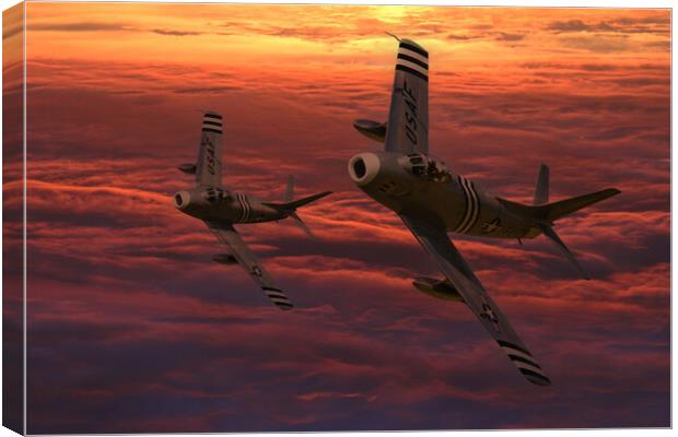 North American F86 Sunset Canvas Print by Oxon Images