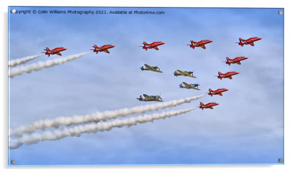 Red Arrows And Eagle Squadron Duxford 2013 Acrylic by Colin Williams Photography
