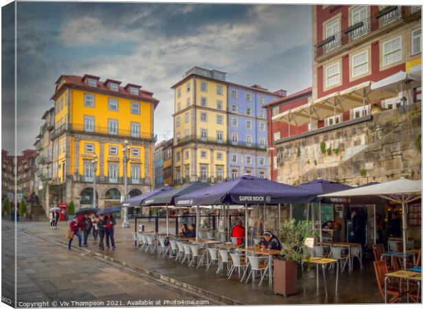 Vibrant Porto on a Rainy Day Canvas Print by Viv Thompson