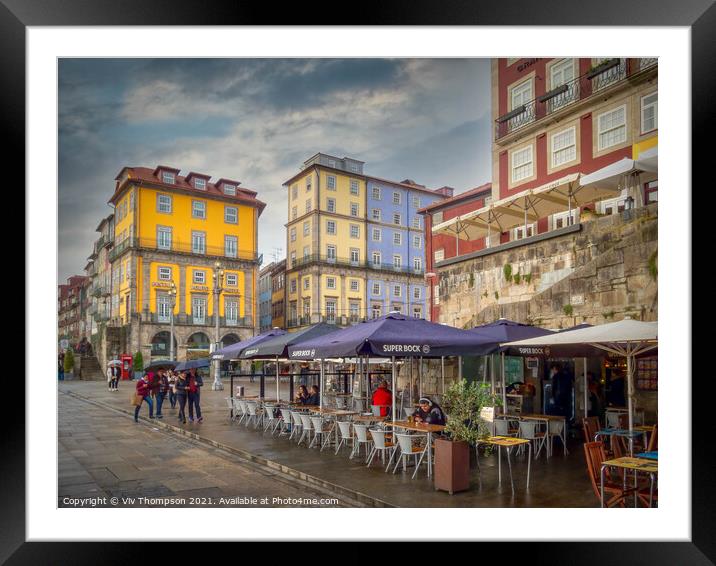 Vibrant Porto on a Rainy Day Framed Mounted Print by Viv Thompson
