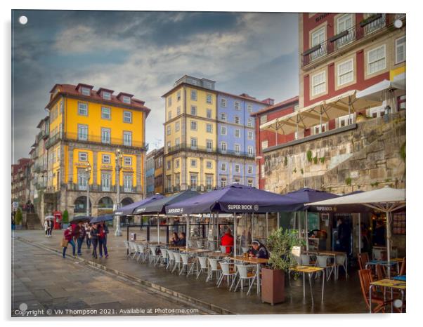 Vibrant Porto on a Rainy Day Acrylic by Viv Thompson