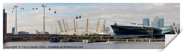 Panorama of The Emirates Air Line cable car link a Print by Terry Senior