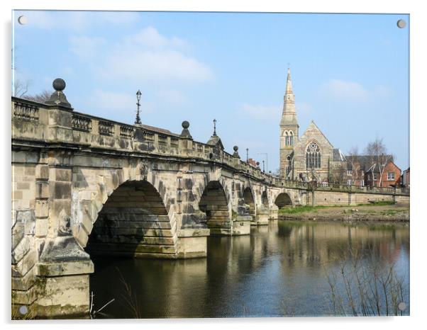 English Bridge, Shrewsbury Acrylic by Wendy Williams CPAGB