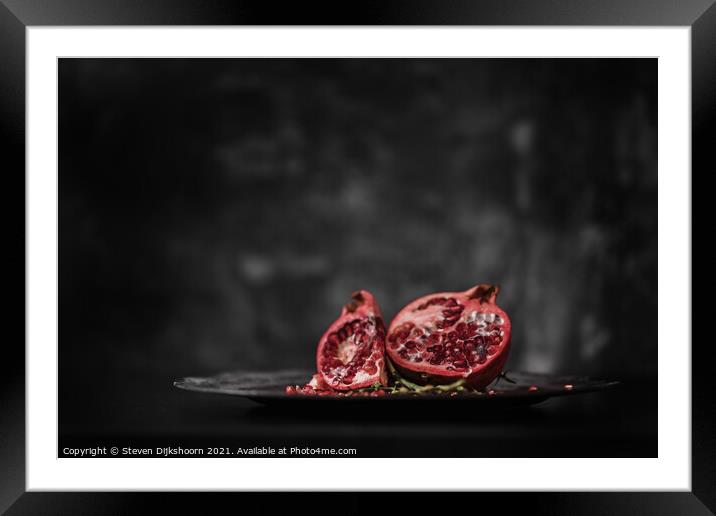 Pomegranate Still Life Framed Mounted Print by Steven Dijkshoorn