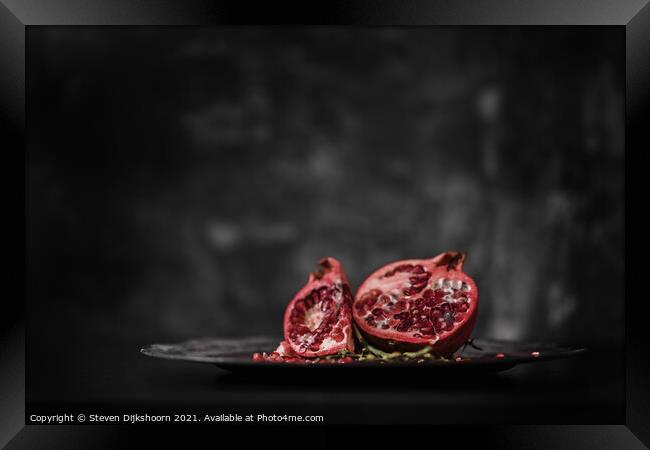 Pomegranate Still Life Framed Print by Steven Dijkshoorn
