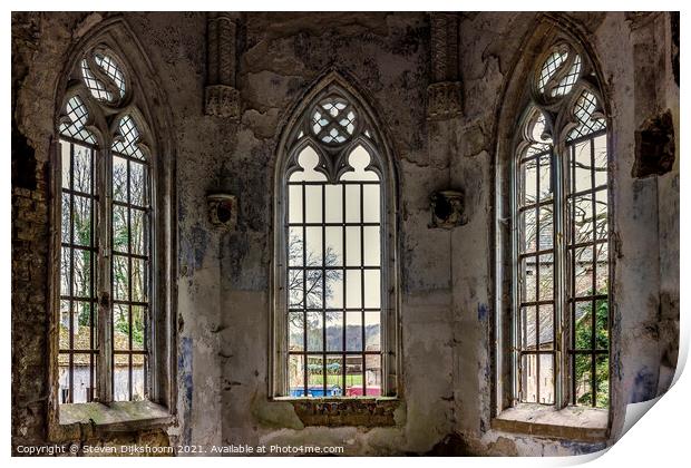 An abandoned castle with a chapel in it Print by Steven Dijkshoorn