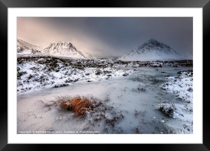Majestic Winter Scenery in Glen Coe Framed Mounted Print by Barbara Jones