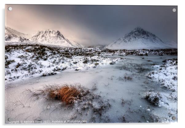 Majestic Winter Scenery in Glen Coe Acrylic by Barbara Jones