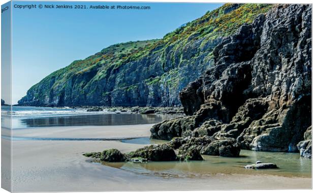 The cliffs west of Pendine Beach Carmarthenshire Canvas Print by Nick Jenkins