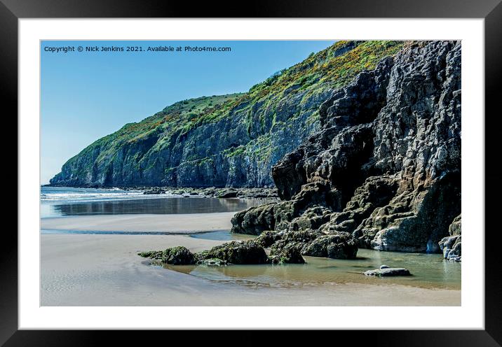 The cliffs west of Pendine Beach Carmarthenshire Framed Mounted Print by Nick Jenkins