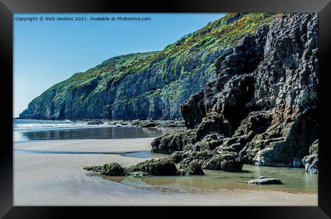 The cliffs west of Pendine Beach Carmarthenshire Framed Print by Nick Jenkins
