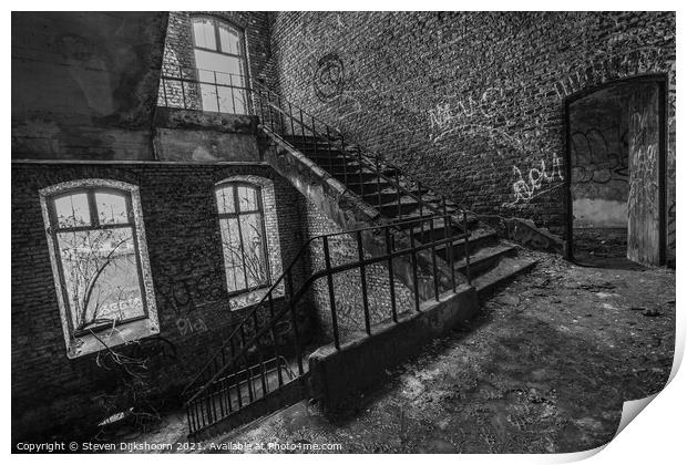 Black and white staircase Print by Steven Dijkshoorn